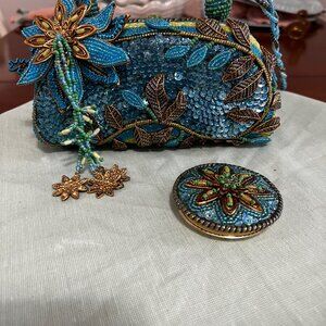 Mary Frances Retired Vintage Shoulder Bag # 965-87 with Matching Compact MIrror